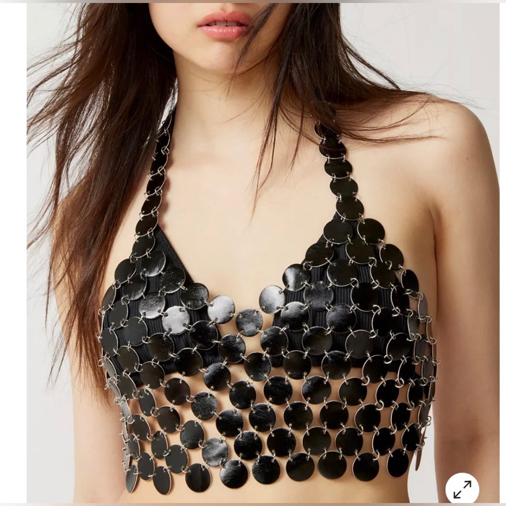 Urban Outfitters Metallic Circle Halter Top - Picture 1 of 5